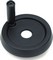 Solid control handwheel with revolving handle