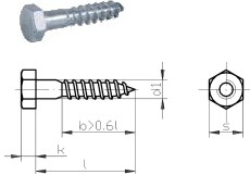 Wood screws with hexagonal head