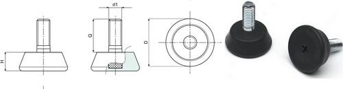 Mounting foot with revolving threaded stud