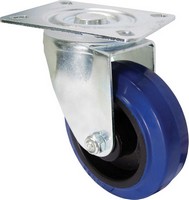 Industrial Castors - Blue Rubber Tyre, Plastic Centre Swivel