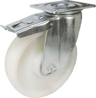 Industrial Castors - Heavy-Duty Nylon Wheel Swivel Plate Braked